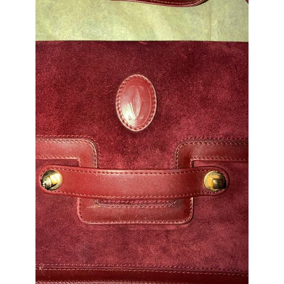 Vintage Cartier Les Must Burgundy Suede Leather Shoulder Bag w Auth Card Booklet - Picture 14 of 14